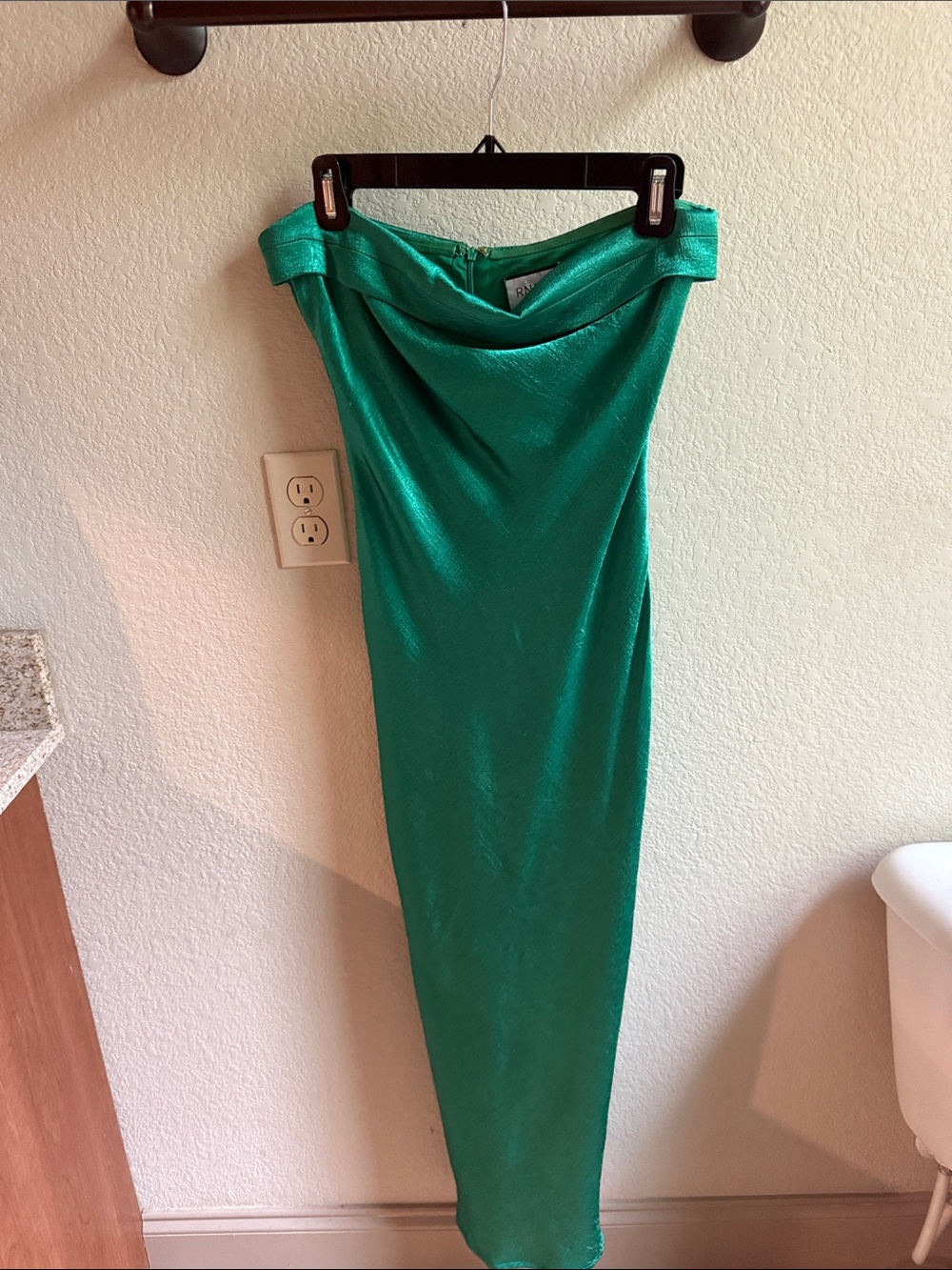 Emerald Green Satin Maxi Dress